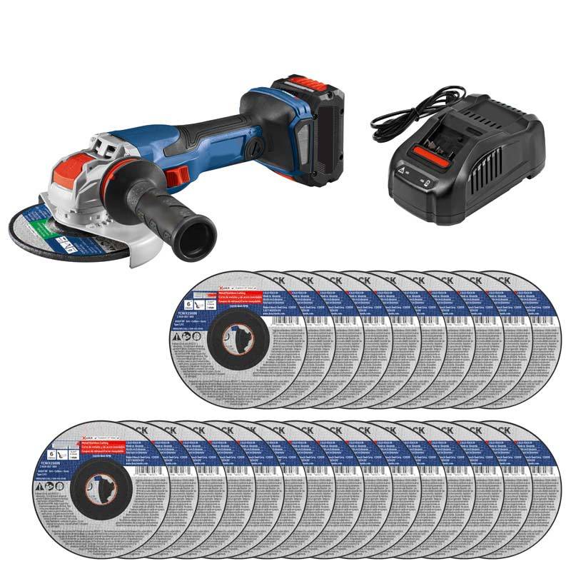 18V Spitfire 5-6-Inch Angle Grinder 8.0Ah Kit with 25 TCWX1S600 Grinder Wheels